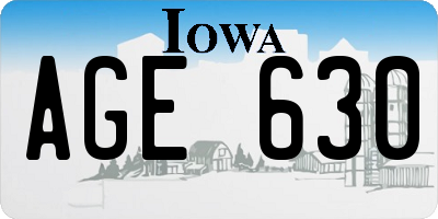 IA license plate AGE630