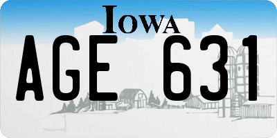 IA license plate AGE631