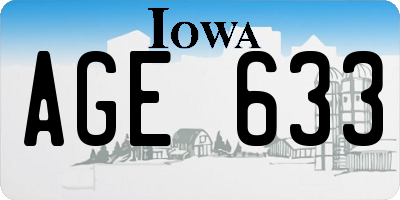 IA license plate AGE633