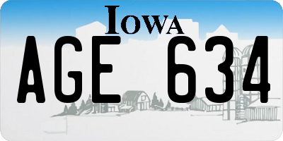 IA license plate AGE634