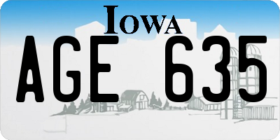 IA license plate AGE635