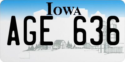 IA license plate AGE636
