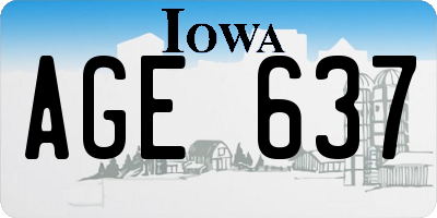 IA license plate AGE637