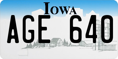 IA license plate AGE640