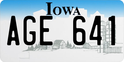 IA license plate AGE641