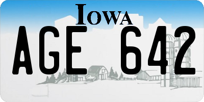 IA license plate AGE642