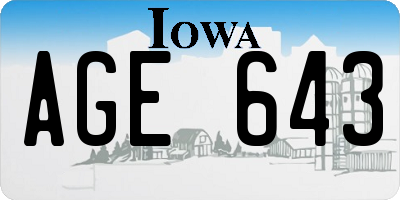 IA license plate AGE643