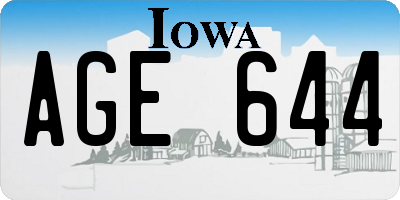 IA license plate AGE644