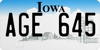 IA license plate AGE645
