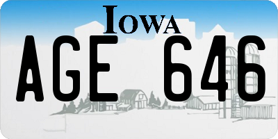 IA license plate AGE646