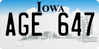 IA license plate AGE647