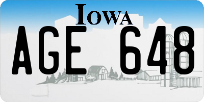 IA license plate AGE648