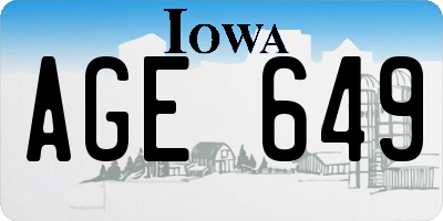 IA license plate AGE649