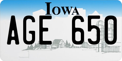 IA license plate AGE650