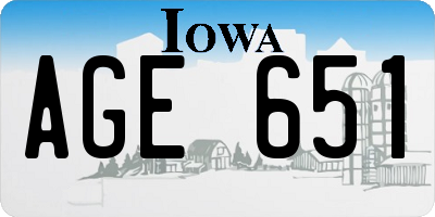 IA license plate AGE651