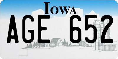 IA license plate AGE652