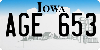 IA license plate AGE653