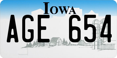 IA license plate AGE654