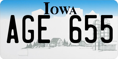 IA license plate AGE655