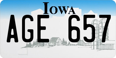 IA license plate AGE657