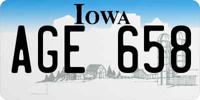 IA license plate AGE658