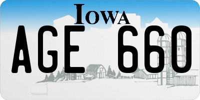 IA license plate AGE660