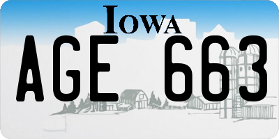 IA license plate AGE663