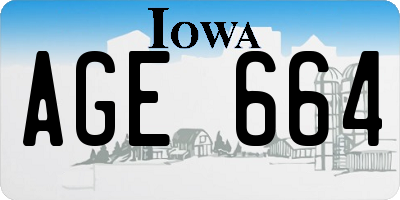 IA license plate AGE664