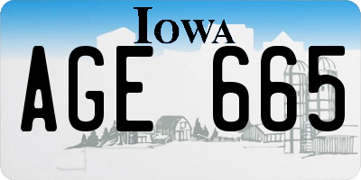 IA license plate AGE665