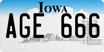 IA license plate AGE666