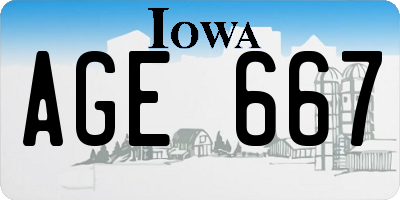 IA license plate AGE667
