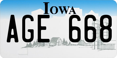 IA license plate AGE668