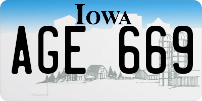 IA license plate AGE669