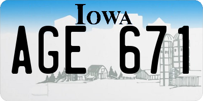IA license plate AGE671