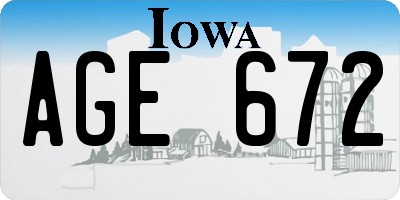 IA license plate AGE672