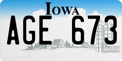 IA license plate AGE673