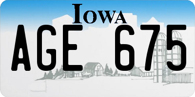 IA license plate AGE675
