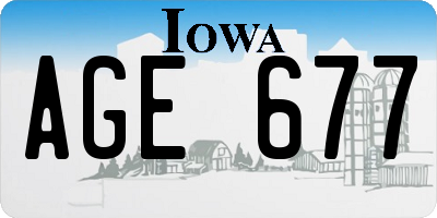 IA license plate AGE677
