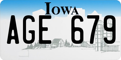 IA license plate AGE679
