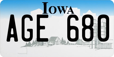 IA license plate AGE680