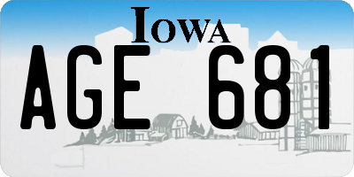IA license plate AGE681