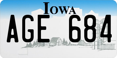 IA license plate AGE684