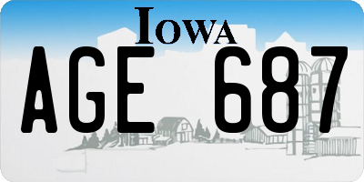 IA license plate AGE687