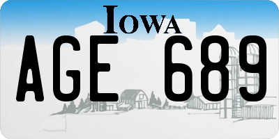 IA license plate AGE689
