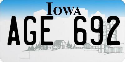 IA license plate AGE692