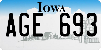 IA license plate AGE693