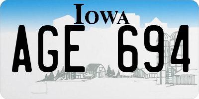 IA license plate AGE694