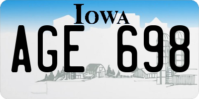 IA license plate AGE698