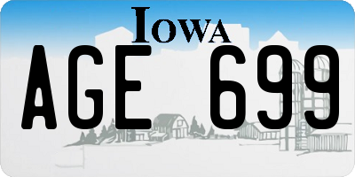 IA license plate AGE699