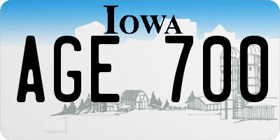 IA license plate AGE700